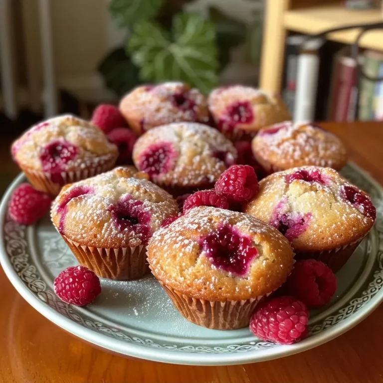 ['A close-up side view of freshly baked raspberry muffins with a golden-brown top and juicy raspberries peeking through.', 'Juicy raspberry muffins presented in a side angle, showcasing their fluffy texture and bright red fruit.', 'Delectable raspberry muffins captured from the side, emphasizing their moist interior and crunchy sugar topping.', 'A tempting side view of raspberry muffins, highlighting their soft crumb and vibrant raspberry bits.']