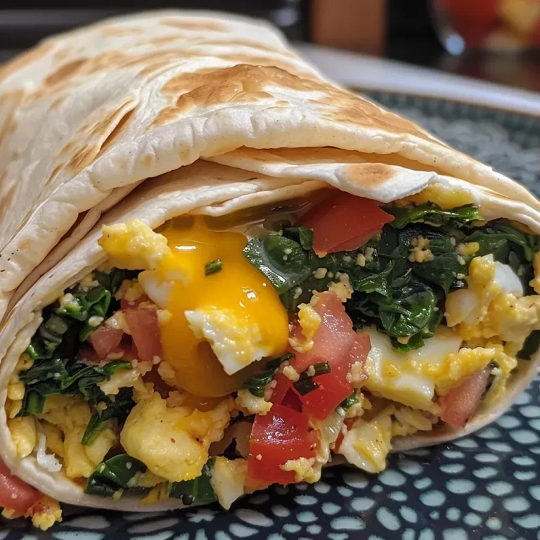 ['Close-up of a Spinach and Egg Breakfast Burrito with melted cheese and fresh spinach.', 'Side view of a hearty breakfast burrito filled with scrambled eggs and greens.', 'Detailed image of a delicious spinach and egg burrito, showcasing its filling ingredients.', 'Juicy breakfast burrito made with eggs, spinach, and cheddar, wrapped in a tortilla.']