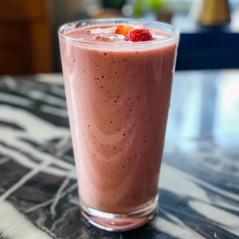['Close-up view of a vibrant strawberry banana smoothie with a frothy top.', 'Side view of a delicious strawberry banana smoothie in a clear glass, with fresh fruits visible.', 'Juicy strawberry banana smoothie captured in high-resolution, highlighting the creamy texture.', 'Refreshing smoothie made from strawberries and bananas, served in a glass with a straw.']