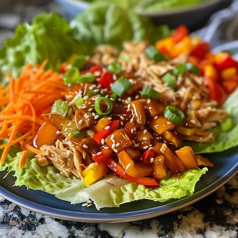 Close-up of Teriyaki Chicken Lettuce Cups on a wooden table.