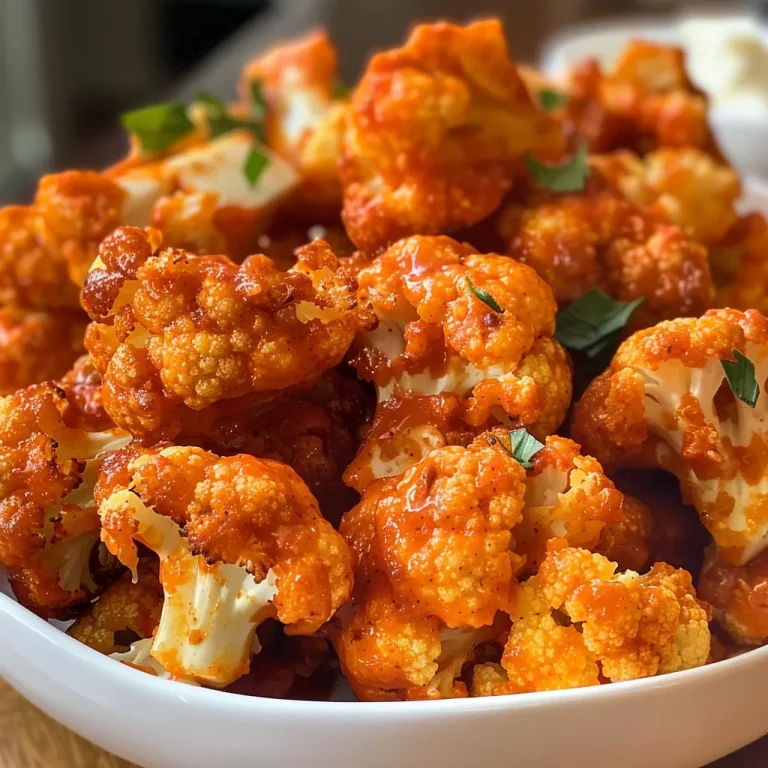 ['Close-up of golden Buffalo Cauliflower Wings on a plate with a side of dipping sauce.', 'Juicy Buffalo Cauliflower Wings arranged attractively with a vibrant sauce drizzle.', 'Side view of crispy Buffalo Cauliflower Wings, showcasing their texture and color.', 'A delicious serving of Buffalo Cauliflower Wings on a plate, highlighting their rich glaze.']