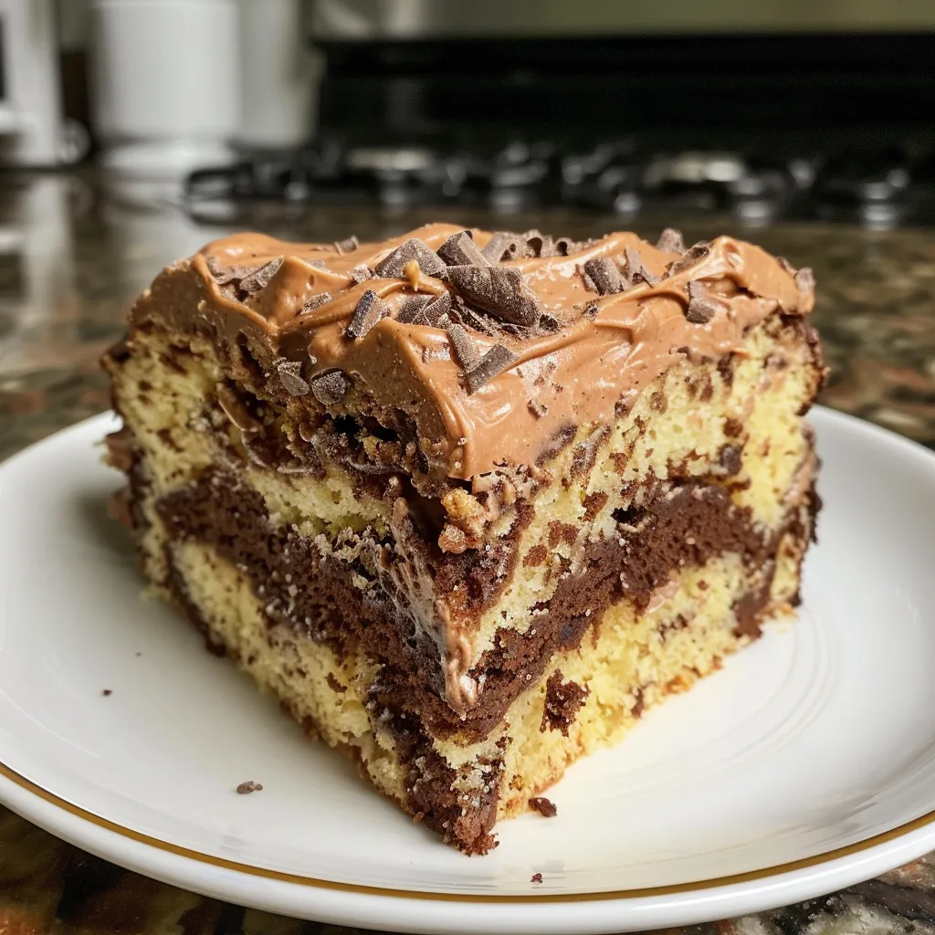 Side view of a decadent-looking chocolate cake adorned with a glossy frosting.