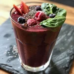 Close-up view of a vibrant green smoothie in a glass, showcasing its creamy texture.