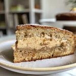 ['Close-up side view of a vanilla protein cake topped with oat streusel.', 'A slice of vanilla protein cake with a golden oat streusel topping, displayed on a plate.', 'Juicy vanilla protein cake with a crumbly oat streusel, captured in vibrant detail.', 'Side view of a moist vanilla protein cake adorned with crunchy oat topping.']