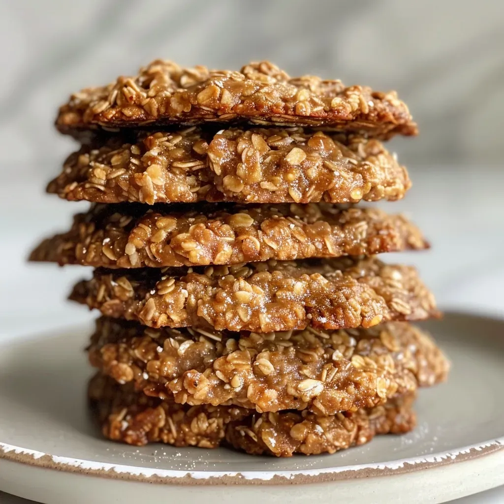 Side angle photo of delicious Vegan Gluten Free Oatmeal Cookies, highlighting their chewy texture and oat flakes.