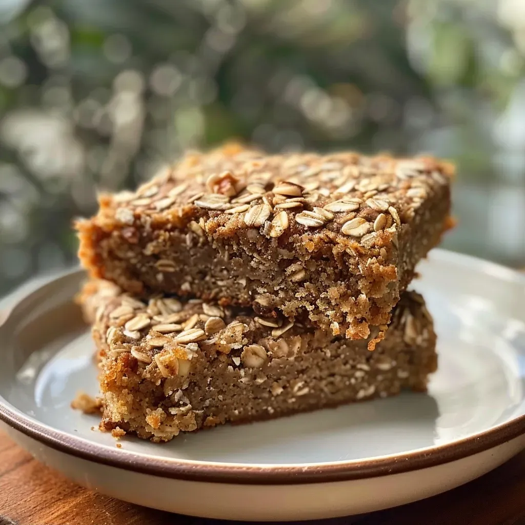 ['Close-up view of a moist vegan oat cake with a rich, golden-brown crust.', 'Side view of a slice of vegan oat cake, showcasing its fluffy texture and ingredients.', 'Juicy vegan oat cake displayed on a plate, highlighting its delicious layers and moist interior.', 'A detailed shot of a vegan oat cake slice, emphasizing the soft crumb and toppings.']
