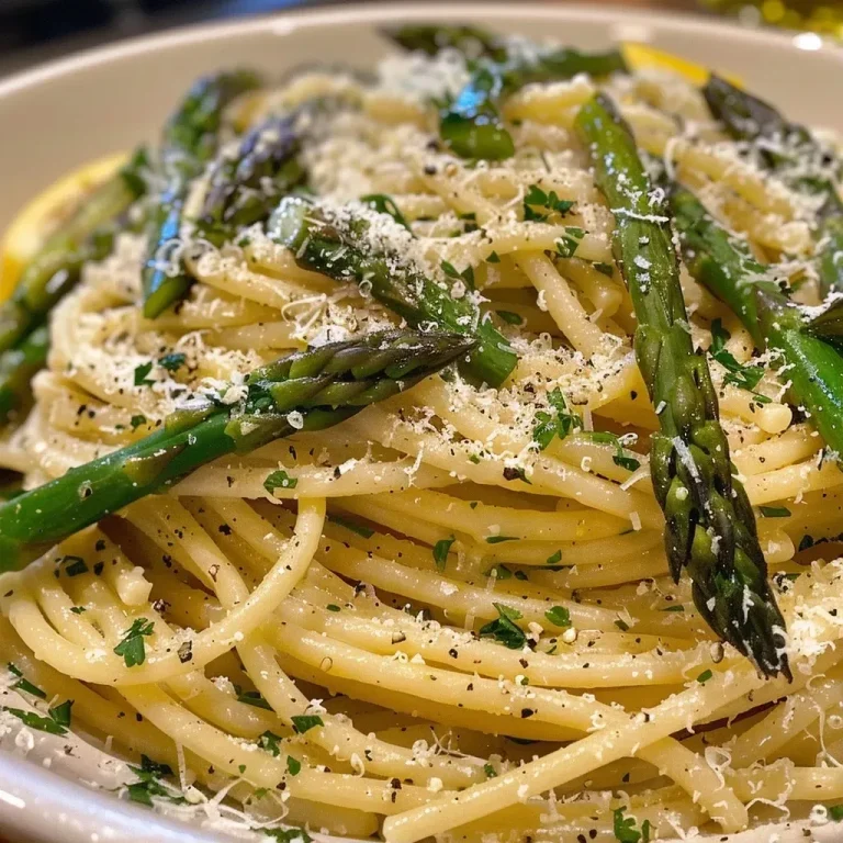 ['Close-up view of a bowl of asparagus lemon garlic pasta with grated parmesan.', 'Side view of a serving of asparagus pasta garnished with lemon zest and black pepper.', 'Juicy asparagus lemon garlic pasta in a bowl, featuring visible garlic and asparagus spears.', 'Freshly made asparagus pasta dish with olive oil glistening and cheese sprinkled on top.']