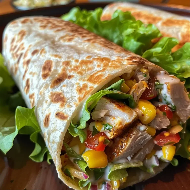 ['Close-up view of a Cajun Turkey Wrap showcasing fresh ingredients.', 'Side view of a colorful Cajun Turkey Wrap with vibrant fillings.', 'Juicy Cajun Turkey Wrap featuring lettuce, tomato, and pickled onions.', 'Appetizing Cajun Turkey Wrap on a plate highlighting layers of ingredients.']