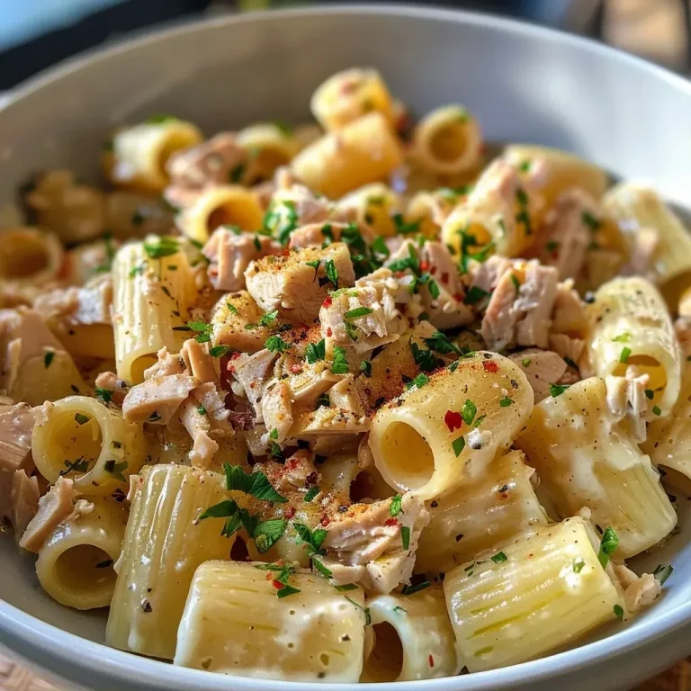 ['A close-up of a steaming bowl of pasta with chunks of tuna, garnished with herbs.', 'Side view of a creamy canned tuna pasta dish, showcasing its rich texture and ingredients.', 'Juicy canned tuna pasta presented in a stylish bowl, highlighting its colorful ingredients.', 'A detailed look at pasta mixed with tuna, olive oil, and spices, ready to be served.']