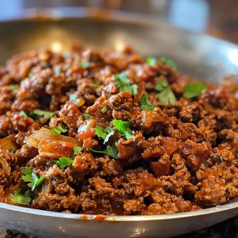 ['Close-up side view of juicy Chipotle ground beef with visible spices and textures.', 'Appetizing portion of ground beef seasoned with chipotle and spices, shown from the side.', 'Rich, textured ground beef in a close-up shot, highlighting its juiciness and seasoning.', 'Side view of succulent Chipotle ground beef, displaying a blend of spices and moisture.']