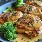 ['Juicy, creamy honey mustard chicken served with broccoli, captured in close-up.', 'Side view of a plated honey mustard chicken dish, showcasing its creamy sauce and vibrant broccoli.', 'Close-up of tender chicken breasts drizzled with honey mustard sauce, garnished with parsley and broccoli.', 'Appetizing honey mustard chicken dish highlighting its creamy texture and colorful vegetable accompaniments.']