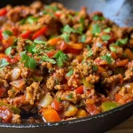 ['Close-up of a plate featuring Cajun ground turkey with colorful vegetables.', 'Juicy Cajun ground turkey served in a bowl, garnished with parsley.', 'Side view of a delicious dish of ground turkey, bell peppers, and tomatoes.', 'Vibrant presentation of Cajun ground turkey with diced vegetables on a white plate.']