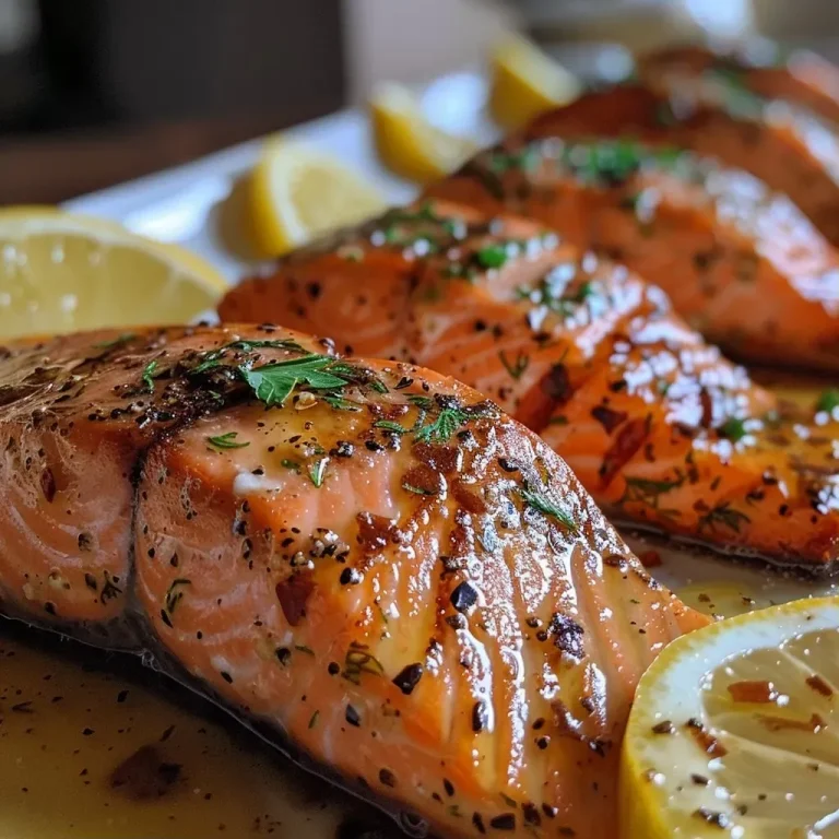 ['Close-up view of a beautifully cooked salmon fillet topped with herbs.', 'Juicy Greek salmon garnished with fresh dill and lemon slices on a plate.', 'Side view of a golden-brown salmon fillet, glistening with olive oil.', 'Grilled salmon fillet with a sprinkle of oregano and a lemon wedge.']