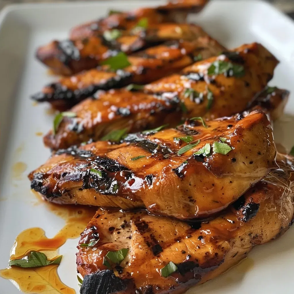 ['Close-up of juicy grilled turkey tips coated in BBQ sauce.', 'Side view of succulent turkey tenderloins seasoned with Italian dressing.', 'Grilled BBQ turkey tips glistening with sauce on a plate.', 'Tender and flavorful grilled turkey pieces drizzled with BBQ sauce.']