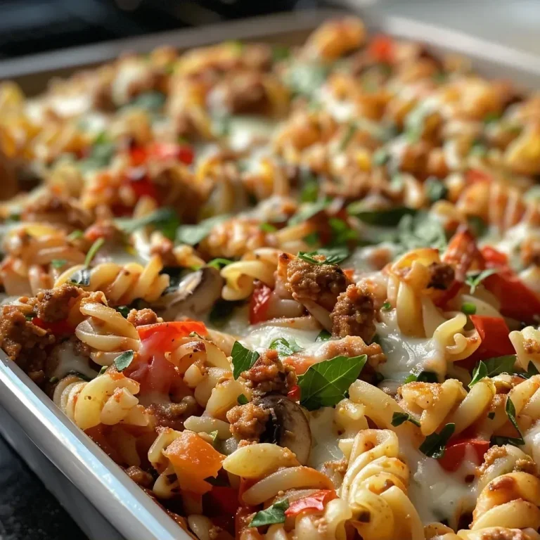 ['A close-up side view of a Ground Turkey Pasta Bake, showcasing layers of pasta, turkey, and melted cheese.', 'Juicy Ground Turkey Pasta Bake in a dish, highlighting cooked pasta, ground turkey, and vibrant kale.', 'A delicious Ground Turkey Pasta Bake, featuring a golden-brown cheesy top with bits of greenery peeking through.', 'A savory casserole of Ground Turkey Pasta Bake, emphasizing the delicious melding of flavors and textures.']