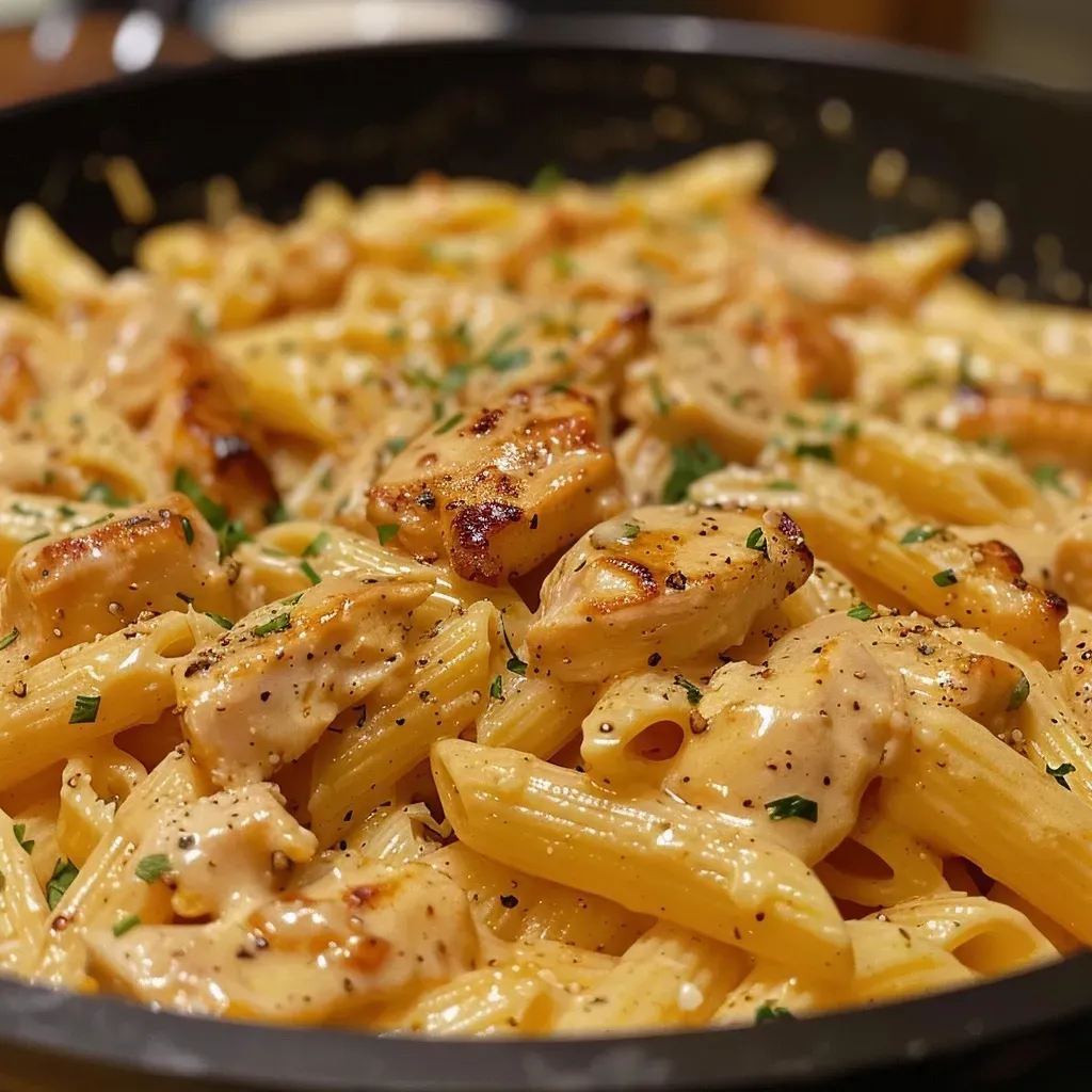 ['Close-up side view of a bowl filled with Honey Mustard Chicken Pasta, showcasing juicy chicken pieces and colorful pasta.', 'A vibrant serving of Honey Mustard Chicken Pasta with bite-sized chicken, garnished with parsley.', 'A detailed shot of Honey Mustard Chicken Pasta, highlighting the creamy sauce and cooked pasta shapes.', 'An enticing side view of a plate of Honey Mustard Chicken Pasta, featuring glistening chicken and fresh ingredients.']
