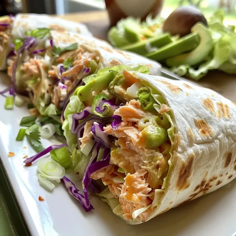 ['Juicy Hot Honey Salmon Wrap with vibrant ingredients displayed.', 'Close-up side view of a delicious salmon wrap with avocado and cabbage.', 'Colorful Hot Honey Salmon Wrap featuring fresh vegetables and salmon.', 'Tasty looking Hot Honey Salmon Wrap showcasing a mixture of ingredients.']