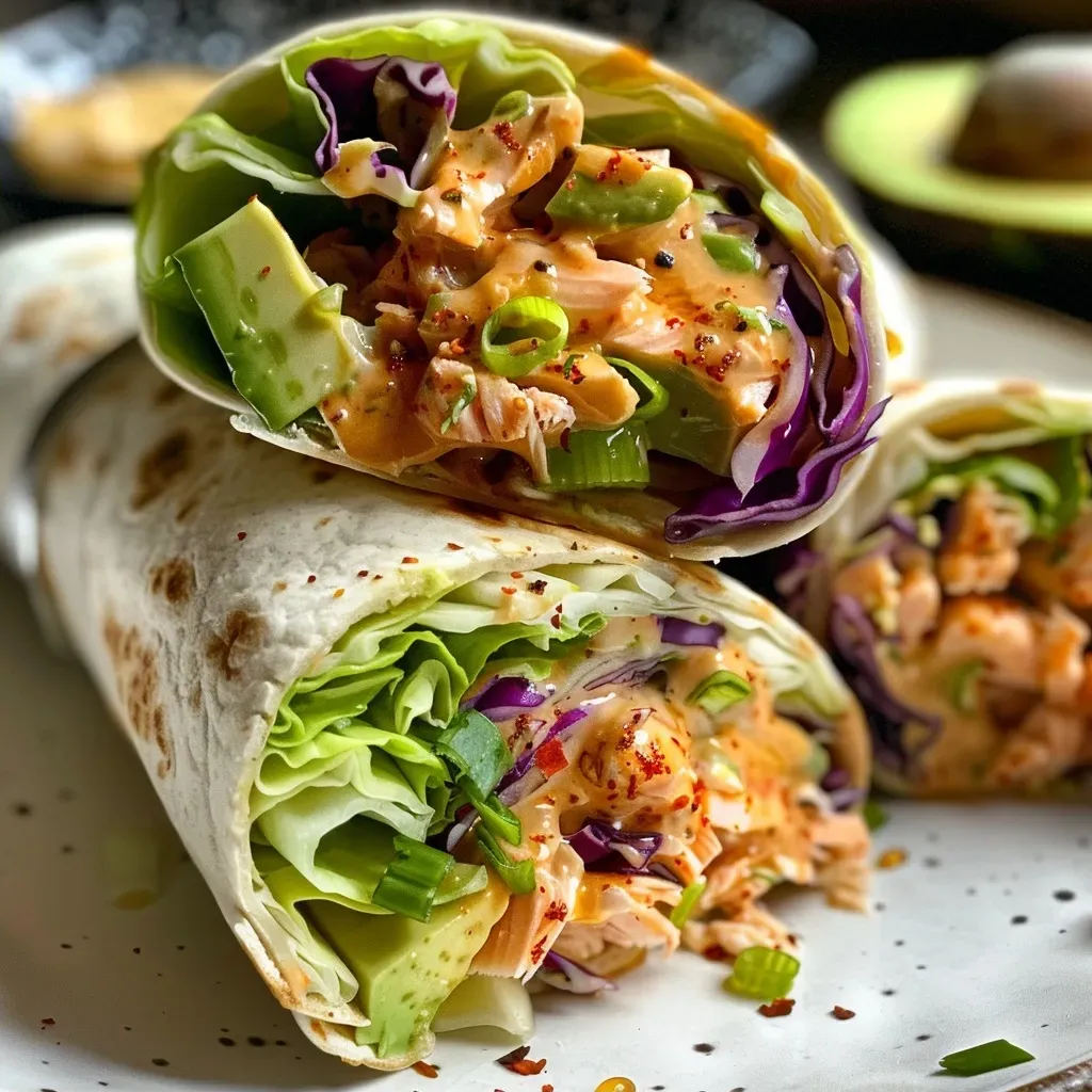Juicy Hot Honey Salmon Wrap with vibrant ingredients displayed.