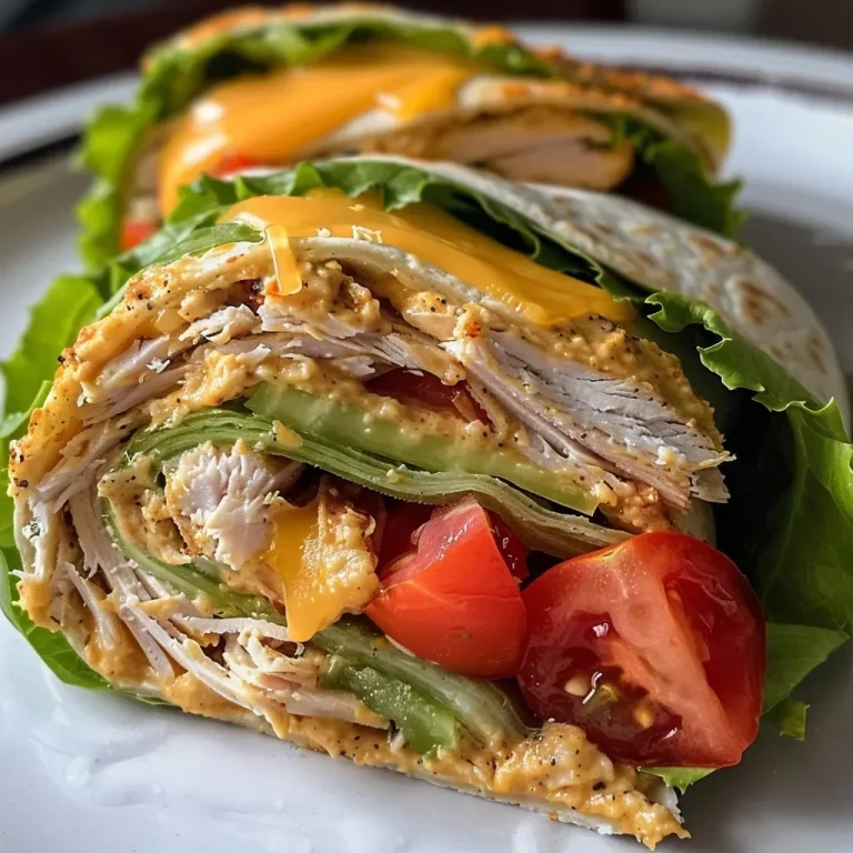 ['Close-up of a low carb turkey roll-up with lettuce and tomatoes.', 'Side view of a juicy turkey roll-up on a white plate.', 'Low carb turkey wrap showcasing layers of meat, cheese, and veggies.', 'A delicious turkey roll-up featuring vibrant diced tomatoes and lettuce.']