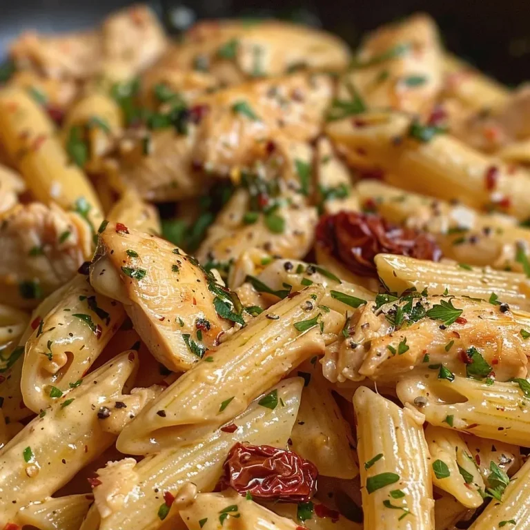 ['Close-up of Marry Me Chicken Pasta with creamy sauce and sun-dried tomatoes.', 'Side view of a bowl of Marry Me Chicken Pasta featuring chicken and herbs.', 'Juicy Marry Me Chicken Pasta dish showing penne and parmesan cheese.', 'Delicious serve of Marry Me Chicken Pasta garnished with parsley.']