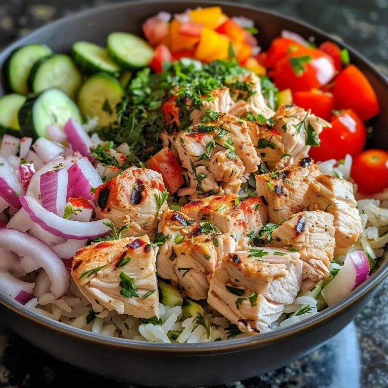 ['Close-up view of a Mediterranean Turkey Bowl filled with rice, turkey, and colorful vegetables.', 'Side view of a hearty Mediterranean Turkey Bowl showcasing layers of ingredients including turkey and fresh toppings.', 'Detailed shot of a Mediterranean Turkey Bowl featuring vibrant grape tomatoes, cucumbers, and herbs.', 'Beautifully arranged Mediterranean Turkey Bowl with ground turkey, rice, and a yogurt dressing.']
