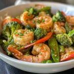 ['A vibrant bowl of teriyaki pineapple shrimp stir fry with colorful mixed vegetables.', 'Close-up of juicy shrimp stir fry featuring pineapple and mixed vegetables, served in a bowl.', 'A mouthwatering shrimp stir fry with chunks of pineapple and bright vegetables, garnished with herbs.', 'Detailed view of a shrimp stir fry dish with teriyaki sauce, pineapple, and assorted veggies.']