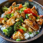 ['Close-up view of a bowl of Teriyaki Chicken Stir-Fry featuring vibrant vegetables and juicy chicken pieces.', 'Side view of a delicious Teriyaki Chicken Stir-Fry with colorful broccoli, bell peppers, and a glossy sauce.', 'Juicy Teriyaki Chicken Stir-Fry presented in a bowl, garnished with sesame seeds and green onions.', 'A vibrant plate of Teriyaki Chicken Stir-Fry showcasing tender chicken, broccoli, and cashews in a savory sauce.']