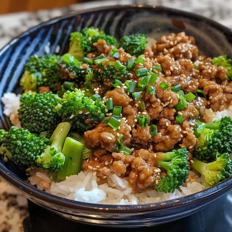 ['Close-up view of a delicious Teriyaki Turkey Rice Bowl featuring ground turkey and broccoli over rice.', 'Side view of a vibrant Teriyaki Turkey Rice Bowl with steamed broccoli and ground turkey on a bed of rice.', 'Juicy Teriyaki Turkey Rice Bowl with colorful broccoli, ground turkey, and fluffy rice in a close-up shot.', 'Appetizing Teriyaki Turkey Rice Bowl showcasing tender turkey meat, bright broccoli, and rice.']
