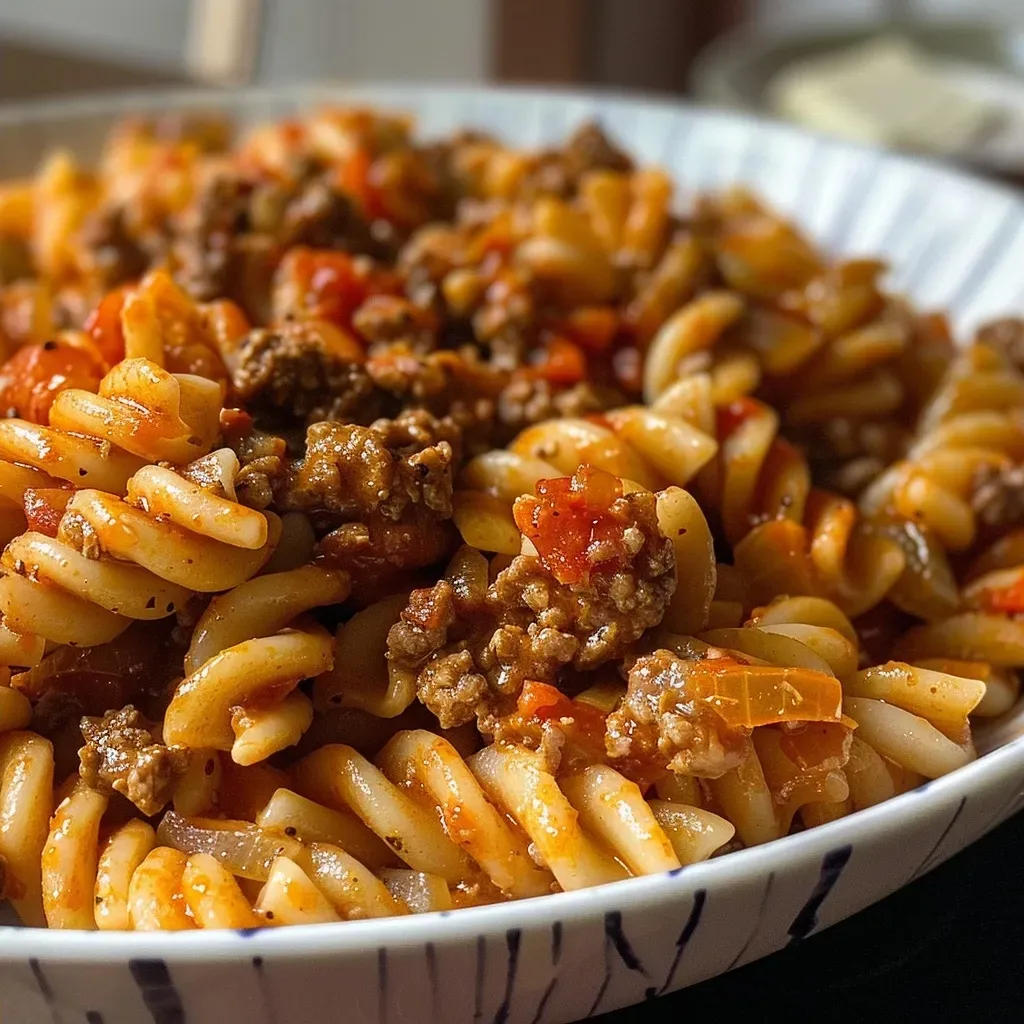 ['Close-up view of a plate of Turkish pasta with ground beef and sauce.', 'Side view of Turkish pasta topped with yogurt and spices.', 'Juicy Turkish pasta with a rich tomato and meat sauce, garnished with yogurt.', 'Deliciously prepared Turkish pasta dish with fresh ingredients and herbs.']