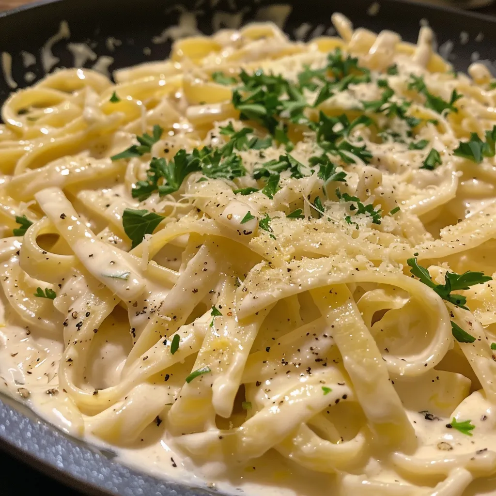 ['Close-up view of a creamy lemon sauce with pasta in a bowl, garnished with fresh parsley.', 'Side view of a luscious lemon cream sauce for pasta, showcasing its rich texture and vibrant color.', 'A bowl filled with pasta coated in creamy lemon sauce, featuring diced onions and a sprinkle of parsley.', 'Juicy lemon cream sauce mixed with pasta, highlighting the creamy consistency and zesty accents.']