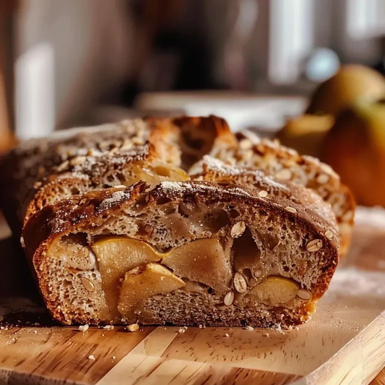 ['Close-up view of apple cinnamon sourdough bread with a golden crust.', 'Side view of a loaf of apple cinnamon sourdough, showcasing its texture and ingredients.', 'Appetizing slice of apple cinnamon sourdough highlighting juicy apple pieces and a cinnamon swirl.', 'Freshly baked apple cinnamon sourdough with a rustic appearance and warm color.']