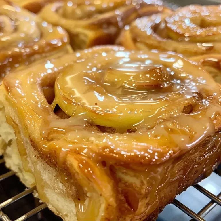 ['Close-up view of golden-brown apple pie cinnamon rolls with drizzled icing.', 'Side view of freshly baked apple pie cinnamon rolls featuring apple filling and cinnamon swirls.', 'Juicy apple pie cinnamon rolls with a glossy icing, highlighting their sweet layers.', 'Appetizing side profile of cinnamon rolls filled with apple pie flavors, showcasing their texture.']