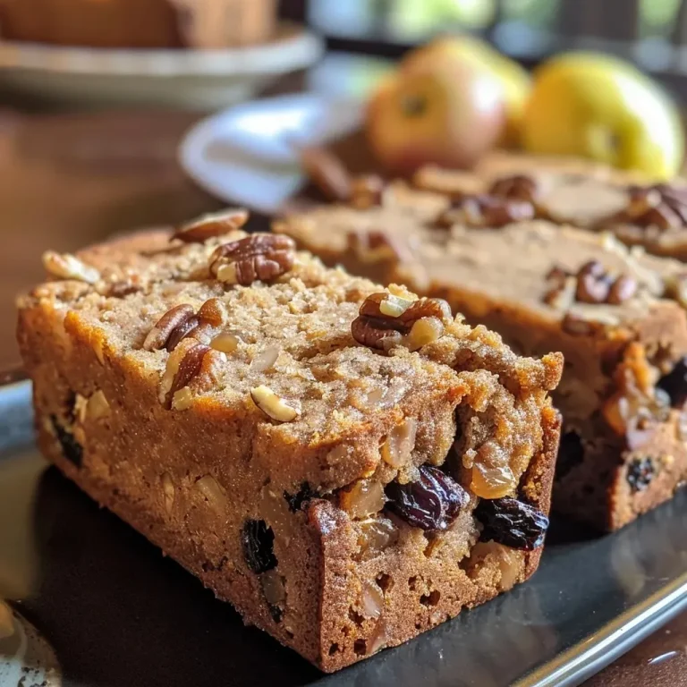 ['Close-up side view of a slice of Apple Raisin and Walnut Bread, showcasing its moist texture and ingredients.', 'Detailed image of freshly baked Apple Raisin and Walnut Bread, highlighting chunks of apple, raisins, and walnuts.', 'A side view of a delicious loaf of Apple Raisin and Walnut Bread, with visible spices and a golden crust.', 'Close-up of a slice of Apple Raisin and Walnut Bread, revealing a mix of fruits and nuts throughout the soft interior.']
