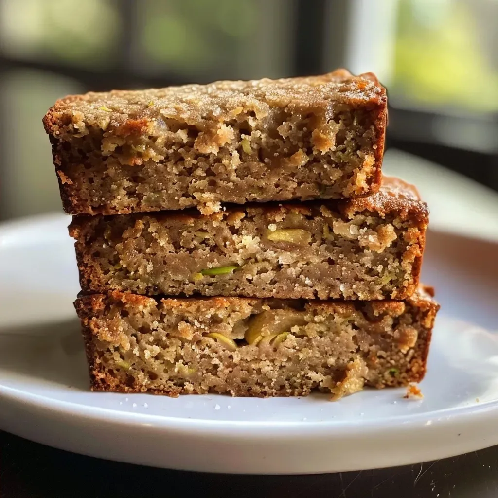 ['Close-up view of freshly baked apple zucchini bread with a golden crust and visible apple chunks.', 'Side view of moist apple zucchini bread showcasing its fluffy texture and studded with pieces of apple and zucchini.', 'Appetizing slice of apple zucchini bread featuring a brown exterior and hints of cinnamon.', 'Delicious apple zucchini bread displayed on a rustic wooden surface, highlighting its soft interior.']