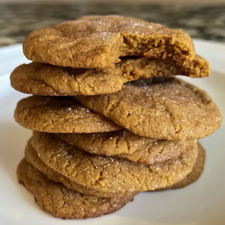 ['Close-up side view of golden Chewy Pumpkin Cookies with chocolate chips.', 'Side view of Chewy Pumpkin Cookies showcasing their chewy texture and spices.', 'Delicious Chewy Pumpkin Cookies displayed on a wooden surface.', 'Appetizing close-up of a stack of chewy pumpkin cookies with autumn spices.']