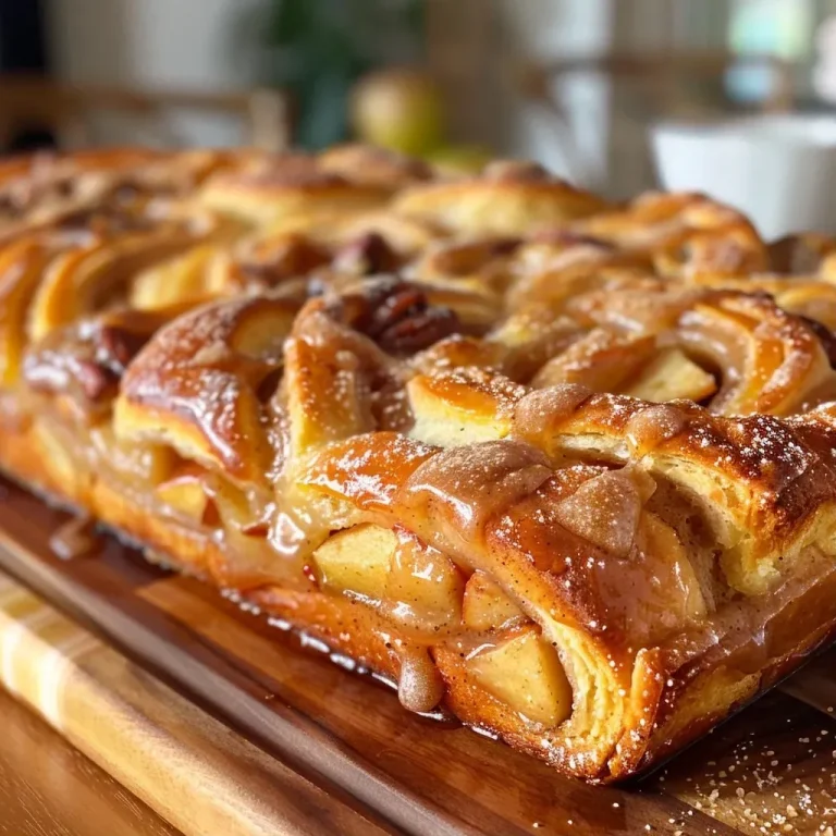 ['Close-up view of a golden-brown Cinnamon Apple Twist Bread with a glossy glaze.', 'Side profile of a braided bread filled with apple and cinnamon, showcasing its flaky texture.', 'Juicy pieces of apple visible in a twisted bread, dusted with powdered sugar on top.', 'Detailed shot of Cinnamon Apple Twist Bread highlighting its swirls and shiny finish.']