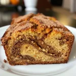 ['Side view of a slice of Cinnamon Swirl Pumpkin Bread with visible cinnamon swirls.', 'Close-up of Cinnamon Swirl Pumpkin Bread showcasing its moist texture and rich colors.', 'Detailed side view of a piece of Cinnamon Swirl Pumpkin Bread highlighting the layers and spices.', 'Close shot of a slice of Cinnamon Swirl Pumpkin Bread displaying its golden crust and cinnamon patterns.']