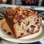 ['Close-up of a slice of Cranberry Walnut Bread showcasing the red cranberries and chopped walnuts.', 'Side view of freshly baked Cranberry Walnut Bread with a golden crust and visible cranberries.', 'Detailed view of Cranberry Walnut Bread revealing the texture and ingredients within the loaf.', 'Juicy slice of Cranberry Walnut Bread with cranberries and walnuts, highlighting its rich color and texture.']