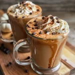 ['Creamy pumpkin spice hot chocolate in a cozy mug with whipped cream and chocolate drizzle.', 'Close-up of two mugs filled with creamy pumpkin spice hot chocolate, topped with whipped cream.', 'Side view of a rich pumpkin spice hot chocolate with dark chocolate chips and spice sprinkle.', 'Delicious creamy hot chocolate in a decorative mug, showcasing seasonal pumpkin flavors.']