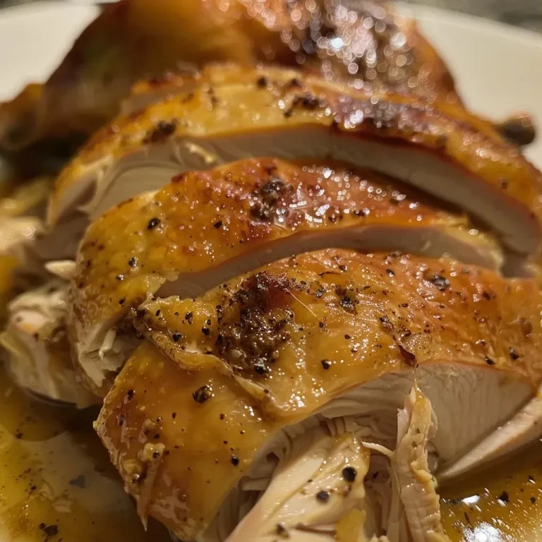 ['Close-up view of a juicy boneless turkey breast cooked in a Crock Pot.', 'Side view of a tender turkey breast with a rich brown gravy sauce.', 'Highlighted image of a moist turkey breast garnished with herbs.', 'Detailed close-up of a flavorful turkey breast dish from a slow cooker.']