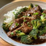 ['Close-up view of Crockpot Beef and Broccoli with vibrant green broccoli and tender beef strips.', 'Juicy Crockpot Beef and Broccoli served in a bowl, showcasing tender meat and bright broccoli florets.', 'Side view of a serving of Crockpot Beef and Broccoli, highlighting its glossy sauce and fresh garnishes.', 'A delicious medley of beef and broccoli in a savory sauce, presented in a rustic bowl.']
