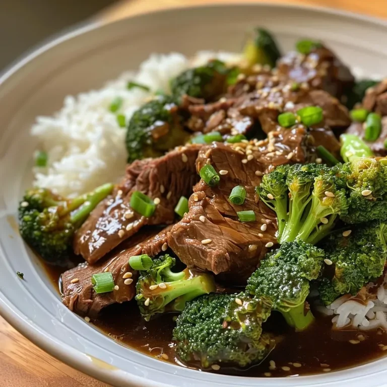 ['Close-up view of juicy beef and broccoli in a crockpot.', 'Side perspective of flavorful Crockpot Beef and Broccoli with glossy sauce.', 'Appetizing dish of slow-cooked beef and broccoli garnished with green onions.', 'Tender, sliced beef with vibrant broccoli in a savory sauce.']