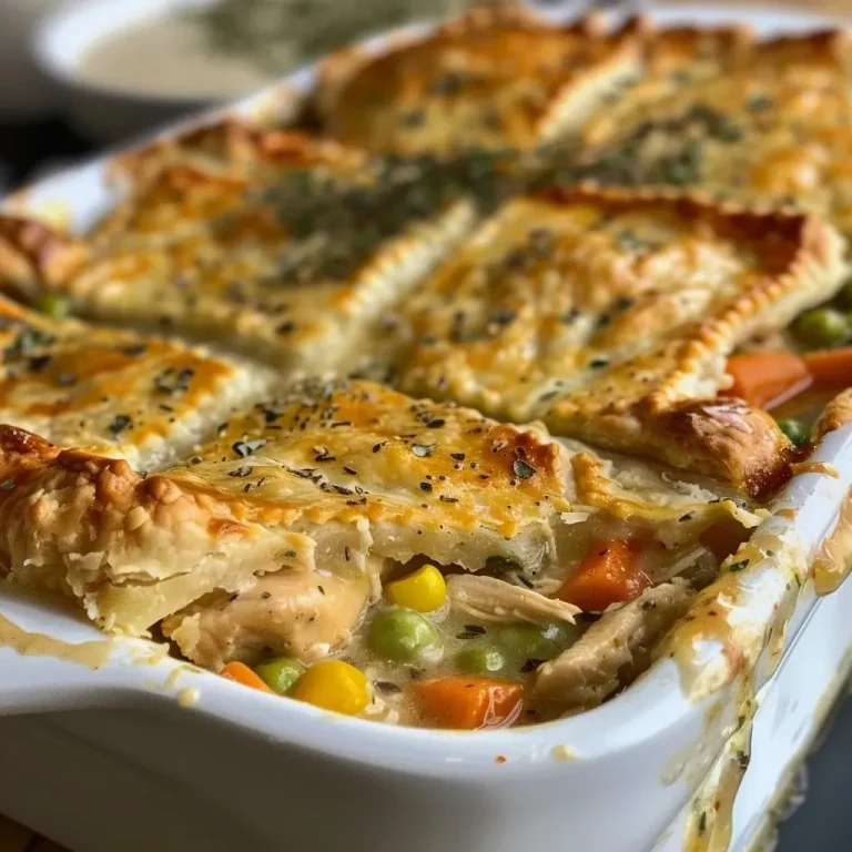 ['Close-up view of a golden-brown chicken pot pie casserole with biscuit topping.', 'Side view of a homemade chicken pot pie casserole filled with chicken, vegetables, and sauce.', 'Delicious and hearty chicken pot pie casserole with a flaky biscuit crust, fresh from the oven.', 'Juicy chicken pot pie casserole showcasing a creamy filling and golden biscuit topping.']