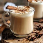 ['Close-up view of a delicious dirty chai latte topped with cinnamon and a star anise garnish.', 'Side view of an iced dirty chai latte in a glass, showcasing its creamy layers and garnishes.', 'Hot dirty chai latte served in a cup with a sprinkle of cinnamon and a cinnamon stick.', 'A refreshing iced dirty chai latte in a clear glass, highlighting the rich colors and textures.']