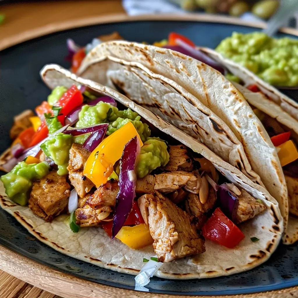 ['Close-up view of a delicious taco filled with colorful ingredients.', 'Side view of a mini taco with toppings like cheese, lettuce, and guacamole.', 'Juicy taco displayed on a surface, showcasing its fresh fillings.', 'Tasty taco with vibrant ingredients, captured in detail from a side angle.']