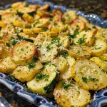 ['Close-up view of sautéed garlic Parmesan zucchini and yellow squash.', 'Juicy garlic Parmesan zucchini and squash arranged in a colorful display.', 'Side view of perfectly cooked zucchini and squash with garlic and Parmesan.', 'Freshly sautéed zucchini and yellow squash garnished with parsley and cheese.']
