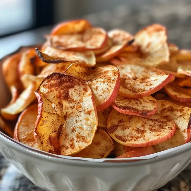 ['Close-up of golden-brown healthy cinnamon apple chips on a wooden surface.', 'Side view of crispy apple chips dusted with cinnamon, arranged neatly.', 'Thinly sliced apple chips with a sprinkle of cinnamon, showcasing a crunchy texture.', 'Juicy healthy apple chips with a warm cinnamon coating photographed from the side.']