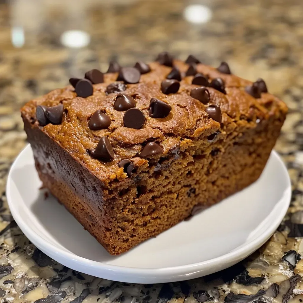 Sliced Healthy Pumpkin Chocolate Chip Bread with visible chocolate chips.