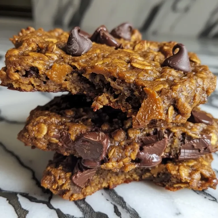 ['A close-up side view of healthy pumpkin chocolate chip oatmeal cookies on a rustic wooden background.', 'Juicy, delicious oatmeal cookies made with pumpkin and chocolate chips, displayed on a plate.', 'Freshly baked pumpkin chocolate chip oatmeal cookies, showcasing a gooey center and chocolate chunks.', 'Side view of a stack of healthy pumpkin chocolate chip oatmeal cookies with a soft texture.']