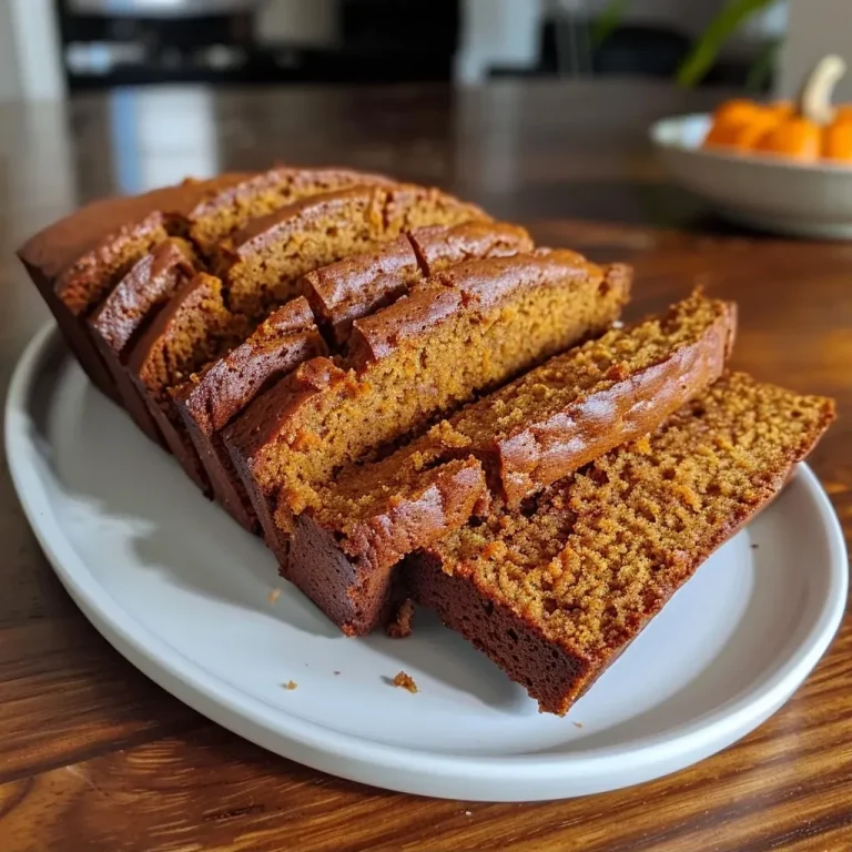 ['Side view of a slice of moist pumpkin bread on a wooden cutting board.', 'Close-up of a piece of pumpkin bread, highlighting its texture and moisture.', 'Juicy pumpkin bread slice with a golden-brown crust, garnished with a sprinkle of spices.', 'Textured view of homemade pumpkin bread showcasing its soft, moist interior.']